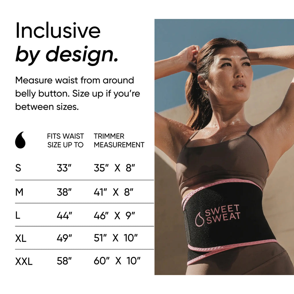 Sweet Sweat Ab Trainer for Women and Men - Sweat Band Waist Trainer Belt for High Intensity Training and Gym Workouts, 5 Adjustable Sizes - Black/Pink