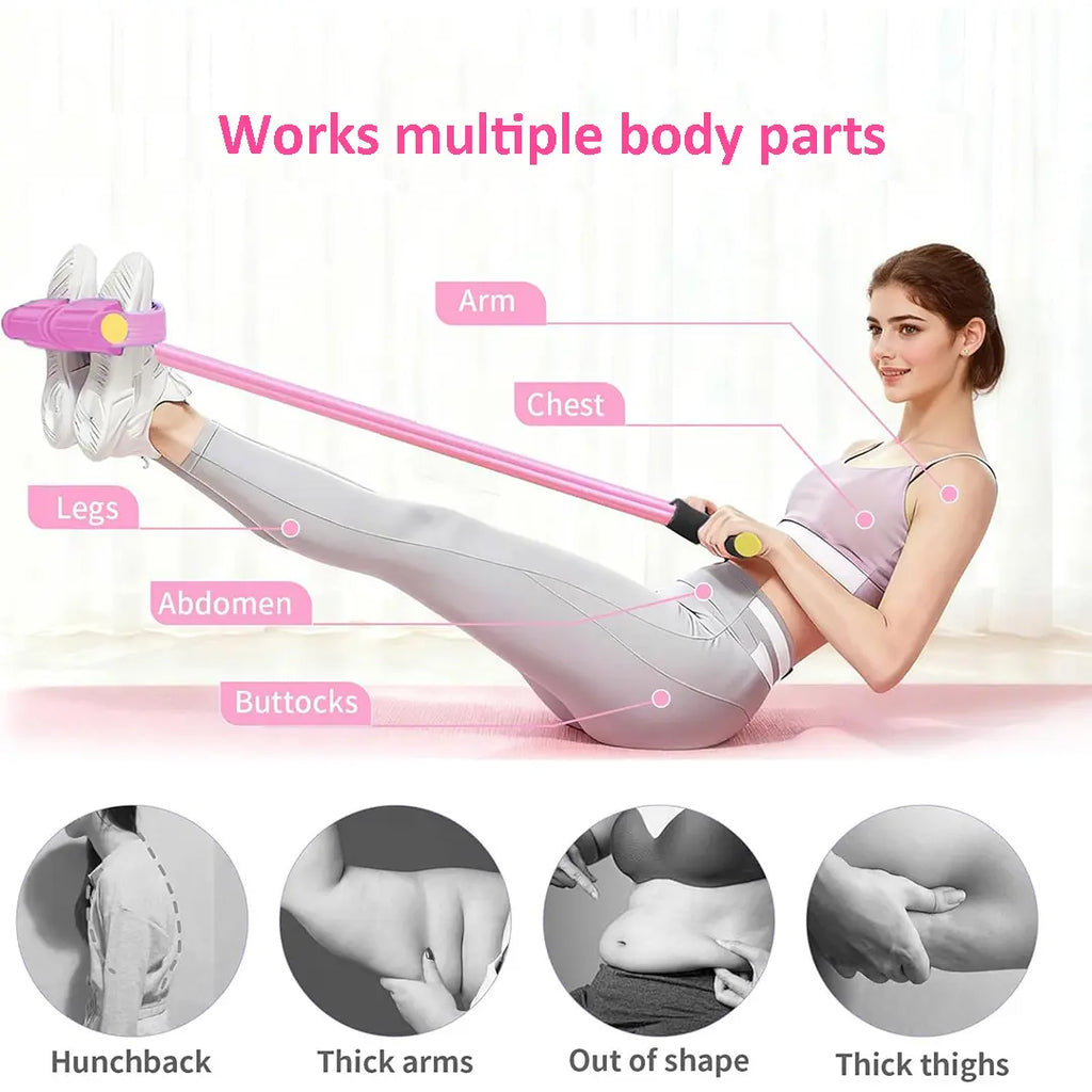 3-In-1 Multifunction Pedal Resistance Band, Elastic Pull Rope Fitness, Full-Body Workout at Home Gym, Exercise Sit-Up, Yoga, Abdominal Training