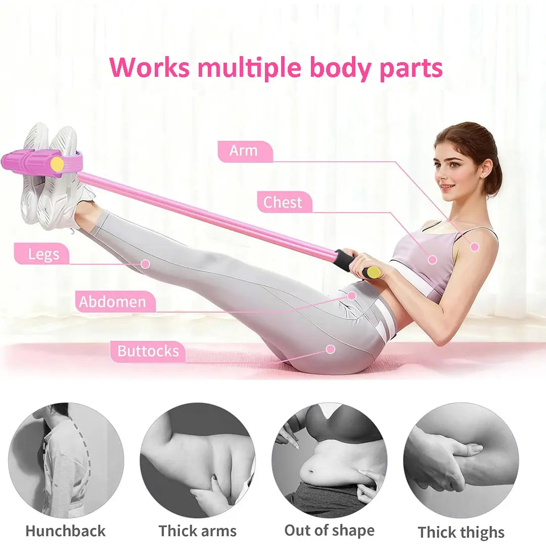 3-In-1 Multifunction Pedal Resistance Band, Elastic Pull Rope Fitness, Full-Body Workout at Home Gym, Exercise Sit-Up, Yoga, Abdominal Training