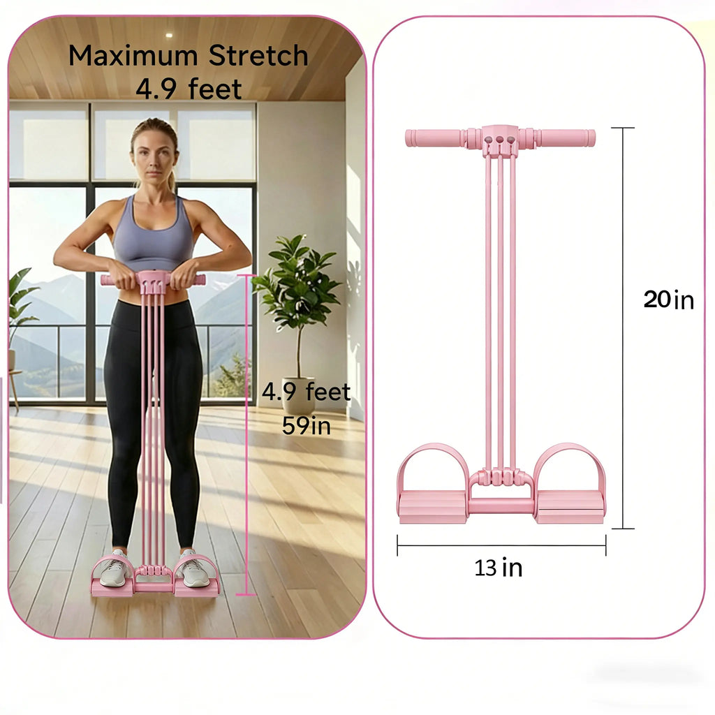 3-In-1 Multifunction Pedal Resistance Band, Elastic Pull Rope Fitness, Full-Body Workout at Home Gym, Exercise Sit-Up, Yoga, Abdominal Training