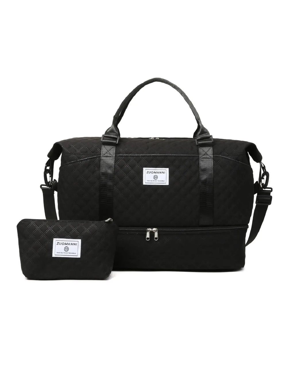 Large Capacity Travel Bag Set, Portable Travel Duffle Bag, Letter Pattern Zipper Travel Bag with Shoe Compartment, Casual Sports Fitness Bag for Women & Men, Travel Cosmetic Bags, Travel Organizer Bag