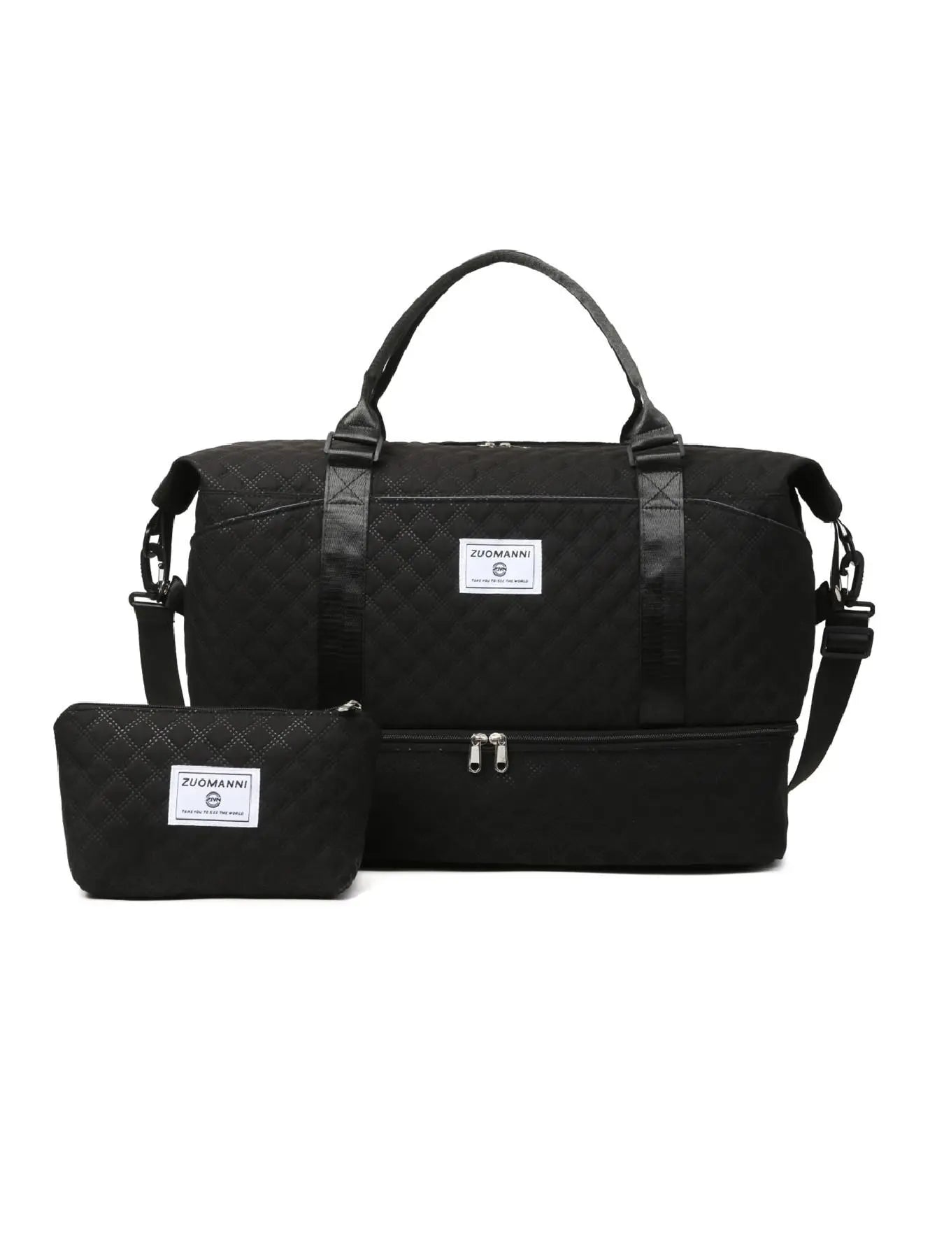 Large Capacity Travel Bag Set, Portable Travel Duffle Bag, Letter Pattern Zipper Travel Bag with Shoe Compartment, Casual Sports Fitness Bag for Women & Men, Travel Cosmetic Bags, Travel Organizer Bag