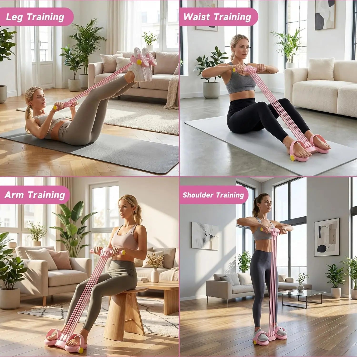 3-In-1 Multifunction Pedal Resistance Band, Elastic Pull Rope Fitness, Full-Body Workout at Home Gym, Exercise Sit-Up, Yoga, Abdominal Training